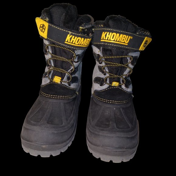KHOMBU Hickory - Boy's Winter Boot size 2M  Black Yellow Gray - Picture 2 of 5